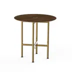 image of Steelite MGCCVR01WBXX Mogogo Buffet Solutions Clix Table, 30" Round, Bengali Mango Wood, Brushed Brass