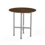 image of Steelite MGCCVR01WSXX Mogogo Buffet Solutions Clix Table, 30" Round, Bengali Mango Wood Top, Brushed Stainless Steel