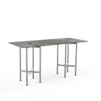 image of Steelite MGCCYG01GSXX 72" Rectangular Buffet Table, Grey Slate Laminate Top, Brushed Stainless Steel Base, 30"D x 36"H