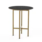 image of Steelite MGCCYR01MBXX Mogogo Buffet Solutions Clix Table, 30" Round, Nero Marquina Marble BHP Laminate Top, Brushed Brass
