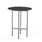 image of Steelite MGCCYR01MSXX 30" Round Nero Marquina Marble BHP Laminate Top, Brushed Stainless Steel Legs, 36"H