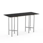 image of Steelite MGCCZG01MSXX 72" x 30" x 42"H Rectangular Bar Height Table, Nero Marquina Marble BHP Laminate Top, Brushed Stainless Steel