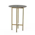image of Steelite MGCCZR01GBXX 30" Round Bar Height Table, 42"H, Grey Slate BHP Laminate Top, Brushed Brass Segments