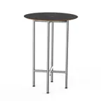 image of Steelite MGCCZR01MSXX 30" Round Bar Height Table, Nero Marquina Marble BHP Laminate Top, Brushed Stainless Steel