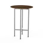 image of Steelite 30 Inch Round Bar Height Table with Bamboo Core and Brushed Stainless Steel Finish
