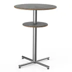 image of Steelite MGCPBR02GSXX 30" Round Pedestal Bar Height Table, 42.5"H, Grey Slate Laminate Top, Brushed Stainless Steel