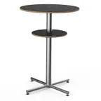 image of Steelite MGCPBR02MSXX 30" Round Bar Height Table, Nero Marquina Marble BHP Laminate Top, Brushed Stainless Steel Base