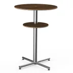 image of Steelite MGCPBR02WSXX 30" Round Bar Height Table, 42.5"H, Bengali Mango Wood Top, Brushed Stainless Steel