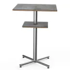 image of Steelite MGCPBS02GSXX 30x30x42.5H Square Bar Height Table, Grey Slate Laminate Top, Brushed Stainless Steel