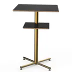 image of Steelite MGCPBS02MBXX 30x30x42.5H Square Bar Height Table, Nero Marquina Marble BHP Laminate Top, Brushed Brass Segments
