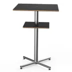 image of Steelite MGCPBS02MSXX 30x30x42.5in Square Bar Height Table, Nero Marquina Marble BHP Laminate Top, Brushed Stainless Steel