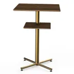 image of Steelite MGCPBS02WBXX 30x30 42.5H Square Bar Table, Bengali Mango Wood BHP Laminate Top, Brushed Brass