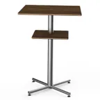 image of Steelite MGCPBS02WSXX 30x30x42.5in Square Bar Height Table, Bengali Mango Wood Top, Brushed Stainless Steel