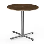 image of Steelite MGCPRR01WSXX 30" Round Bengali Mango Wood Bistro Table, 29"H, Brushed Stainless Steel Base