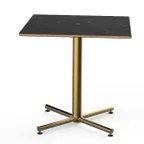 image of Steelite MGCPRS01MBXX 30x30 Square Nero Marquina Marble Bistro Table, 29H Brushed Brass Pedestal Base