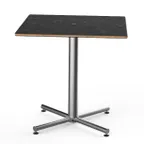 image of Steelite MGCPRS01MSXX 30x30 Square Bistro Table, 29H, Nero Marquina Marble BHP Laminate Top, Brushed Stainless Steel Base