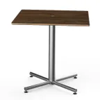 image of Steelite MGCPRS01WSXX 30x30 Square Bistro Table, 29H, Bengali Mango Wood Top, Brushed Stainless Steel