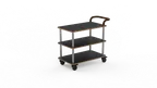 image of Steelite MGCRNX01MSXX 41.5x21x36 Serving Cart, Nero Marquina Marble, Brushed Stainless Steel, Black Finish