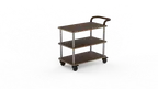 image of Steelite MGCRNX01WSXX 41.5x21x36 Serving Cart, Mango Wood Finish, Brushed Stainless Steel, Leather Handle
