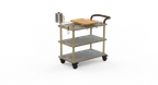 image of Steelite MGCRNX03GBXX 41.5x21x40.5 Buffet Service Cart, Grey Slate Shelves, Brushed Brass Finish