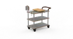 image of Steelite MGCRNX03GSXX Buffet Service Cart, 41.5x21x40.5, Grey Slate, Brushed Stainless Steel, Leather Handle