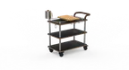 image of Steelite MGCRNX03MSXX 41.5inx21in Nero Marquina Marble Serving Cart, Brushed Stainless Steel, 40.5in Height
