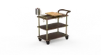 image of Steelite MGCRNX03WBXX Buffet Service Cart, 41.5x21x40.5, Mango Wood, Brushed Brass, Leather Handle