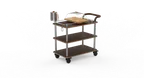 image of Steelite MGCRNX04WSXX Mogogo Buffet Solutions Roll'n Cheese Plate & Wine Serving Cart, 41-1/2" x 21" x 40-1/2"H, Bengali Mango Wood, Brushed Stainless Steel