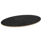 image of Steelite MGSPOLHB0101 Oval Restaurant Table Top, 42.5x30, Nero Marquina Marble BHP Laminate