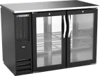 image of Beverage Air BBN48HC-G-PT-B PassThru Cooler, 48"W x30"D x34"H, 12.6 cu ft, Black 4 Glass Doors, Stl