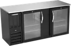 image of Beverage Air BBN68HC-FG-B Bar Cooler 68"W x 26-3/8"D x 34"H 18.24 cu ft Black/SS 2 Doors R290 115V