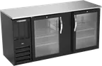 image of Beverage Air BBN68HC-G-B Cooler 68" W X 26-3/8" D X 34" H 18.24 Cu Ft Black Glass Doors R290 1/3 HP