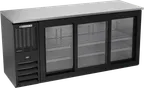 image of Beverage Air BBN72HC-F-GS-B Bar Cooler 72"x25"x34" 19.6 Cu Ft Black Sliding Glass Doors LED
