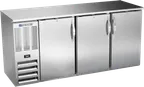 image of Beverage Air BBN72HC-F-S Cooler, 72" W x 26-3/8" D x 34" H, 19.6 Cu Ft, 3‑Door Swing Steel LED R290