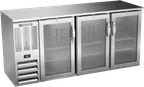 image of Beverage Air BBN72HC-FG-S Bar Cooler, 72"W x 26-3/8"D x 34"H, 3 Glass Doors, Steel, LED, R290