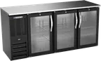 image of Beverage Air BBN72HC-G-B Cooler, 72"W×26-3/8"D×34"H, 19.6 Cu Ft, Doors, Side‑Mount R290, 1/3HP115V