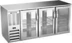 image of Beverage Air BBN72HC-G-PT-S Pass-Thru Cooler, 72" W, 19.6 Cu Ft, 6 Glass Doors, Stainless, R290