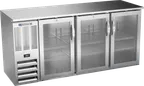 image of Beverage Air BBN72HC-G-S Cooler, 72"W x 26-3/8"D x 34"H, 19.6 cu ft, 3 Glass Doors, Stainless, LED