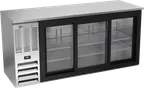 image of Beverage Air BBN72HC-GS-S Cooler, 72"W x 25.25"D x 34"H, 19.6 cu ft, 3 Glass Doors, R290 Refrigerant