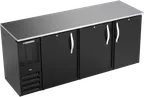 image of Beverage Air BBN78HC-F-B Back Bar Cooler, 78" W x 26" D, 21.7cuft, 3 Doors, LED, R290, 1/3 HP, 115V