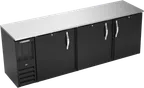 image of Beverage Air BBN94HC-F-B Cooler, 94"W x 26"D x 34"H, 27 cu ft, Black Top, 3 Doors, R290, 1/3 HP 115V
