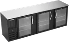 image of Beverage Air BBN94HC-G-B Cooler, 94" W X 26" D X 34" H, 27.2 Cu Ft Black 3 Doors Shelves R290