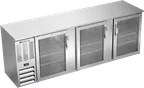 image of Beverage Air BBN94HC-G-S Back Bar Cooler, 94" W, 27.2 cu ft, 3 Glass Doors, Steel, R290, 1/3HP115V