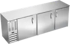 image of Beverage Air BBN94HC-S Cooler, 94"W x 26-3/8"D x 34"H, 27.2 cu ft, 3‑Door, Side‑Mount R290 115V