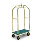 image of Forbes Industries 2410 Specialty Luggage Cart w/ (2) Push Bars, Carpeted Deck, Polished Brass