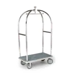 image of Forbes Industries 2419 Birdcage® Luggage Cart w/ (2) Push Bars & Carpeted Deck, Polished Brass