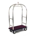 image of Forbes Industries 2423 Birdcage Luggage Cart w/ (2) Push Bars, Carpeted Deck, Polished Brass