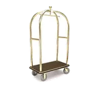 image of Forbes Industries 2426 Birdcage Luggage Cart w/ (2) Push Bars, Carpeted Deck, Polished Brass