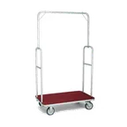 image of Forbes Industries 2430 Luggage Cart w/ Carpeted Deck, Silver Powder-Epoxy Finish