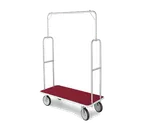 image of Forbes Industries 2495-RD-GY Economy Luggage Cart w/ Red Carpeted Steel Deck